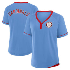 St. Louis Cardinals Women's Cooperstown Collection League Diva V-Neck T-Shirt Light Blue