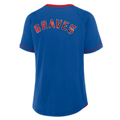 Atlanta Braves Women's Cooperstown Collection League Diva Raglan V-Neck T-Shirt Royal