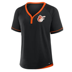 Baltimore Orioles Women's Cooperstown Collection League Diva Raglan V-Neck T-Shirt Black