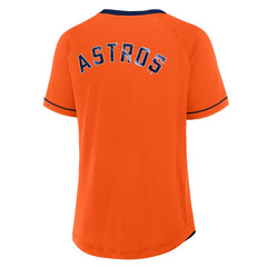 Houston Astros Women's Cooperstown Collection League Diva Raglan V-Neck T-Shirt Orange