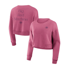 Cincinnati Reds Women's Studio Cropped Pullover Sweatshirt Pink