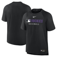 Colorado Rockies Authentic Collection Pregame Raglan Dri-FIT T-Shirt Black | Nike