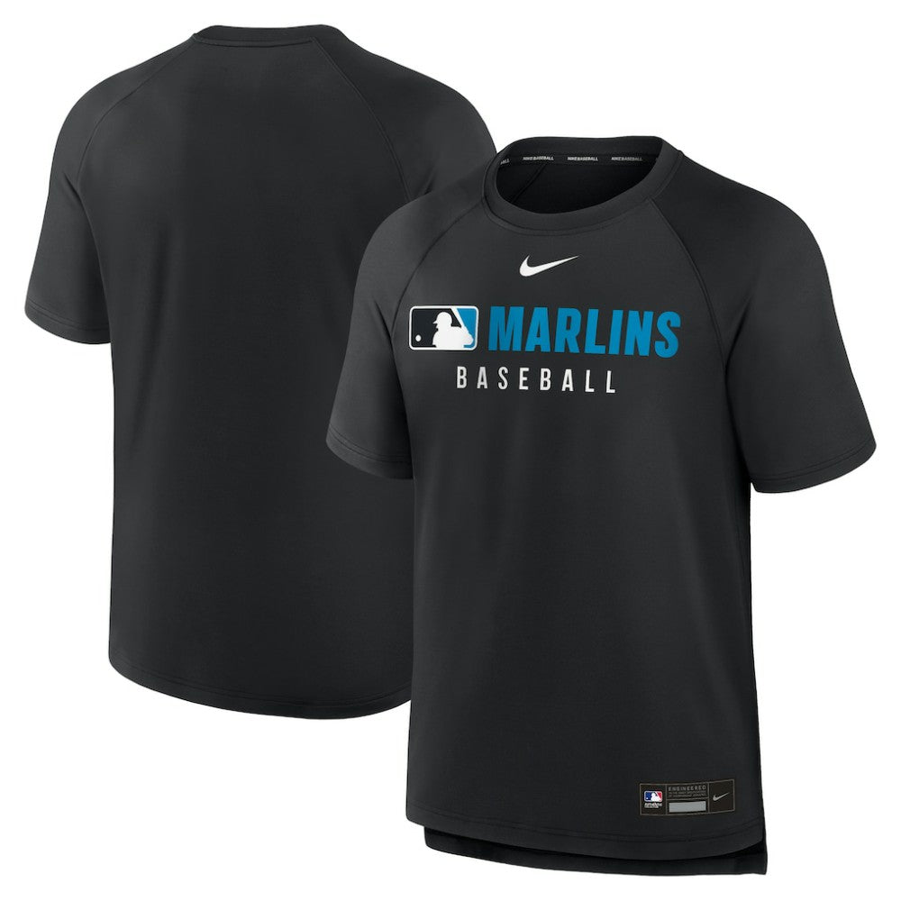 Miami Marlins Authentic Collection Pregame Raglan Dri-FIT T-Shirt Black | Nike