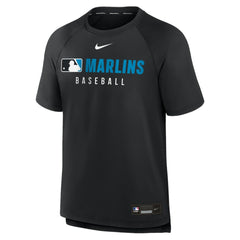 Miami Marlins Authentic Collection Pregame Raglan Dri-FIT T-Shirt Black | Nike
