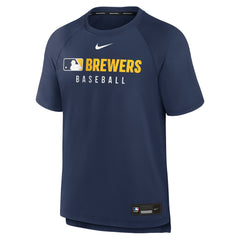 Milwaukee Brewers Authentic Collection Pregame Raglan Dri-FIT T-Shirt Navy | Nike