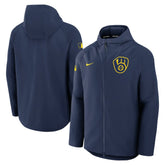 Milwaukee Brewers Authentic Collection Raglan Performance Full-Zip Jacket Navy | Nike