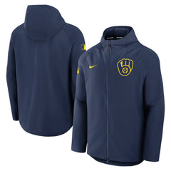 Milwaukee Brewers Authentic Collection Raglan Performance Full-Zip Jacket Navy | Nike