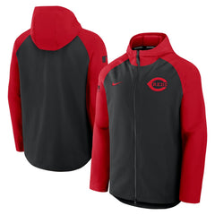 Cincinnati Reds Authentic Collection Raglan Performance Full-Zip Jacket Black/Red | Nike