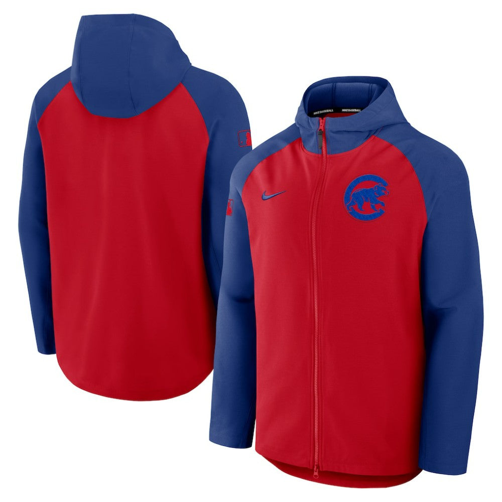 Chicago Cubs Authentic Collection Raglan Performance Full-Zip Jacket Red/Royal | Nike