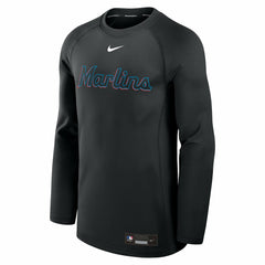 Miami Marlins Authentic Collection Game Time Raglan Dri-FIT Long Sleeve T-Shirt Black | Nike