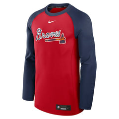 Atlanta Braves Authentic Collection Game Time Raglan Dri-FIT Long Sleeve T-Shirt Red/Navy | Nike