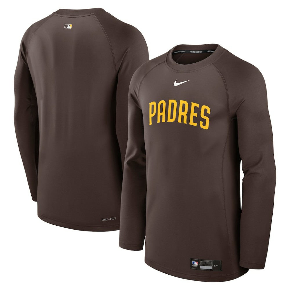 San Diego Padres Authentic Collection Game Time Raglan Dri-FIT Long Sleeve T-Shirt Brown | Nike