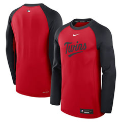 Minnesota Twins Authentic Collection Game Time Raglan Dri-FIT Long Sleeve T-Shirt Red/Navy | Nike