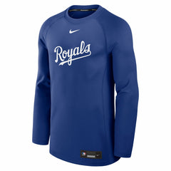 Kansas City Royals Authentic Collection Game Time Raglan Dri-FIT Long Sleeve T-Shirt Royal | Nike