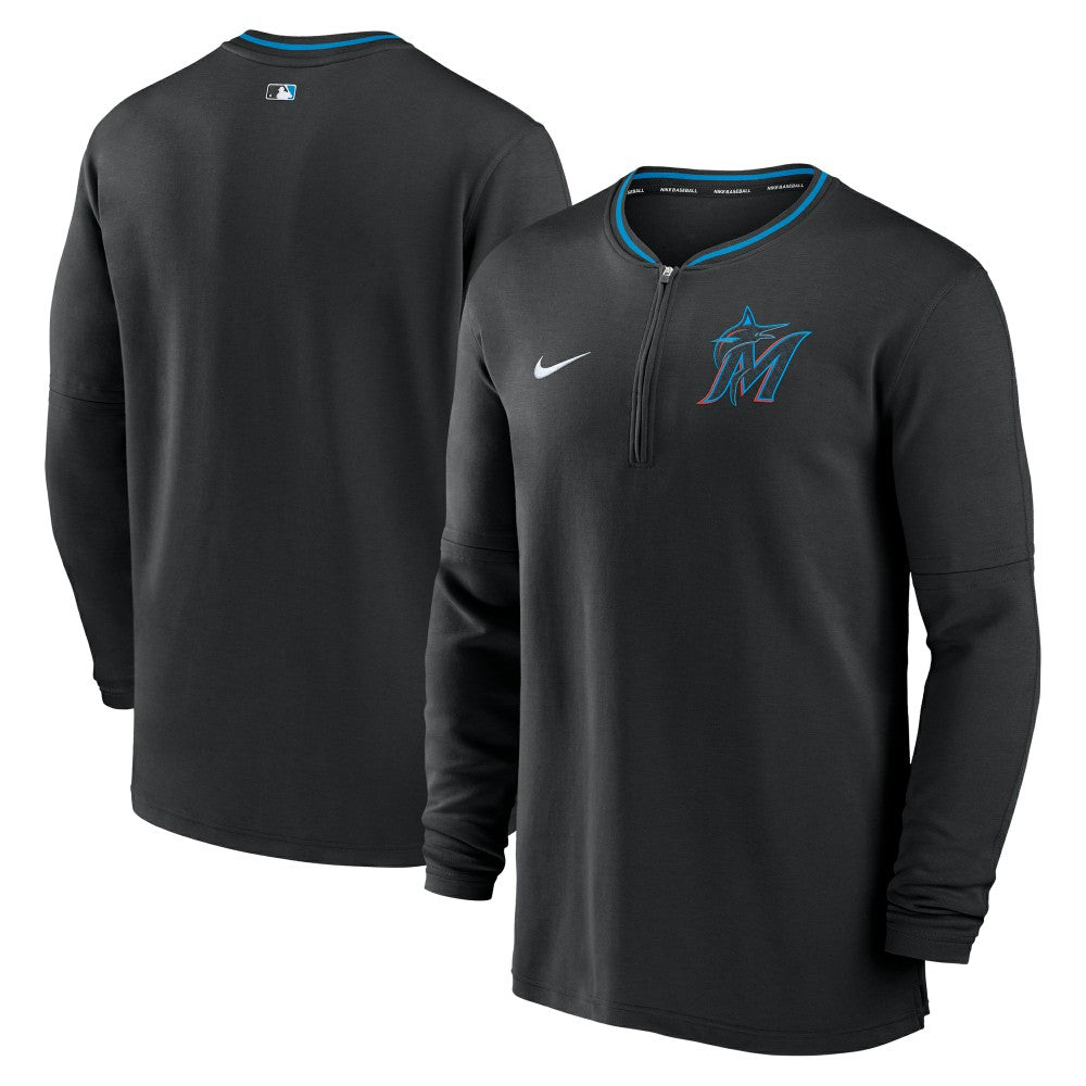 Miami Marlins Authentic Collection Performance Half-Zip Top Black | Nike