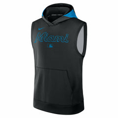 Miami Marlins Authentic Collection Dri-FIT Sleeveless Hoodie Black | Nike