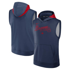 Atlanta Braves Authentic Collection Dri-FIT Sleeveless Hoodie Navy | Nike