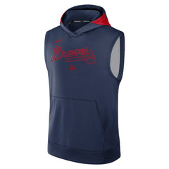 Atlanta Braves Authentic Collection Dri-FIT Sleeveless Hoodie Navy | Nike