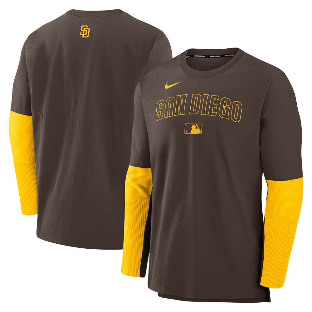 San Diego Padres Authentic Collection Player Dri-FIT Lightweight Pullover Brown/Gold | Nike