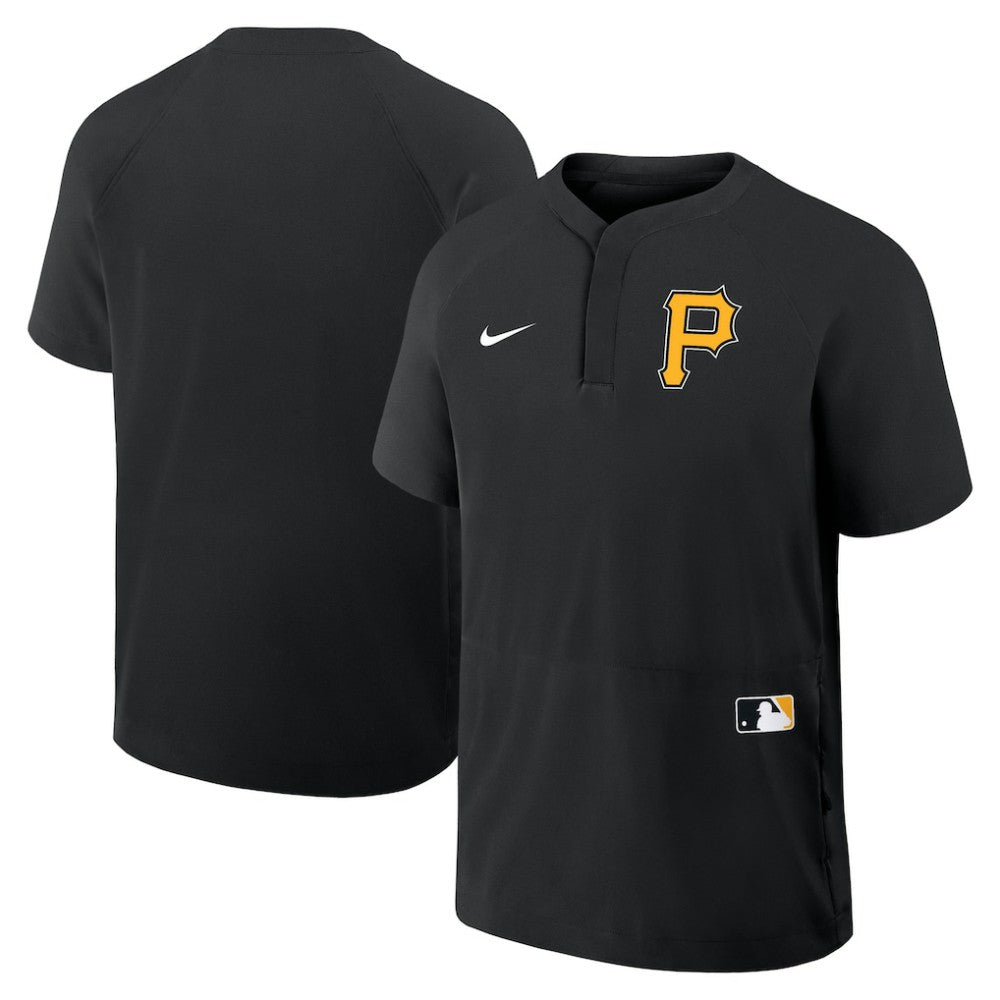 Pittsburgh Pirates Authentic Collection Raglan Short Sleeve Windshirt Black | Nike