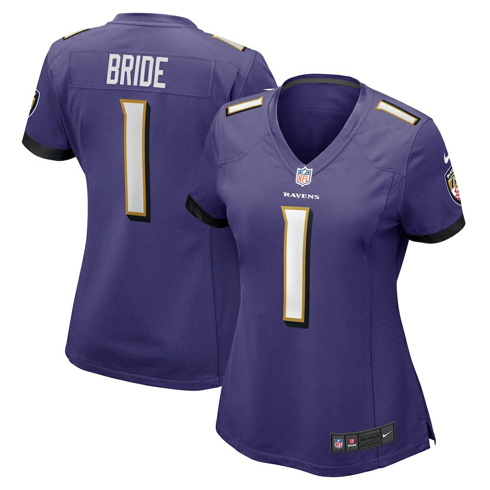 Number 1 Bride Baltimore Ravens Women's Game Jersey - Purple