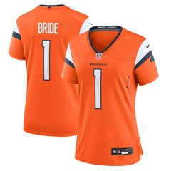 Number 1 Bride Denver Broncos Women's Game Jersey - Orange