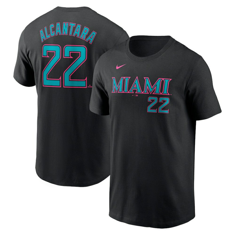 Sandy Alcantara Miami Marlins 2025 City Connect Fuse Name & Number T-Shirt Black | Nike