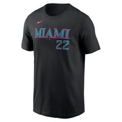 Sandy Alcantara Miami Marlins 2025 City Connect Fuse Name & Number T-Shirt Black | Nike