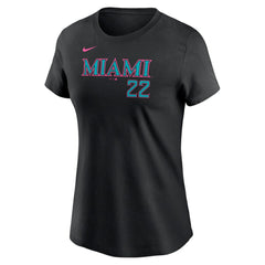 Sandy Alcantara Miami Marlins Women's 2025 City Connect Fuse Name & Number T-Shirt Black | Nike