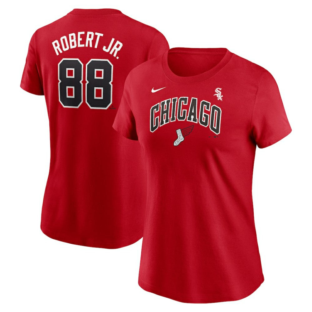 Luis Robert Jr. Chicago White Sox Women's 2025 City Connect Fuse Name & Number T-Shirt Red | Nike