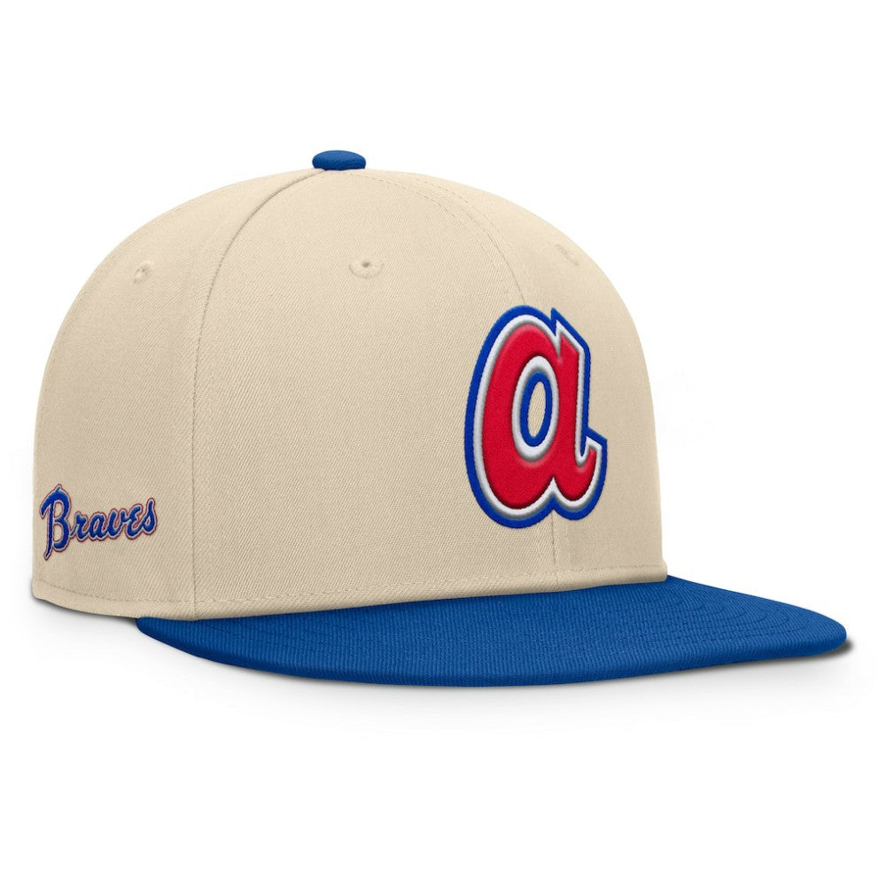 Atlanta Braves Cooperstown Collection Bounder Snapback Hat Natural/Royal