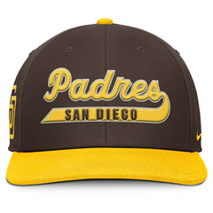 San Diego Padres Pro Performance Snapback Hat Brown/Gold | Nike