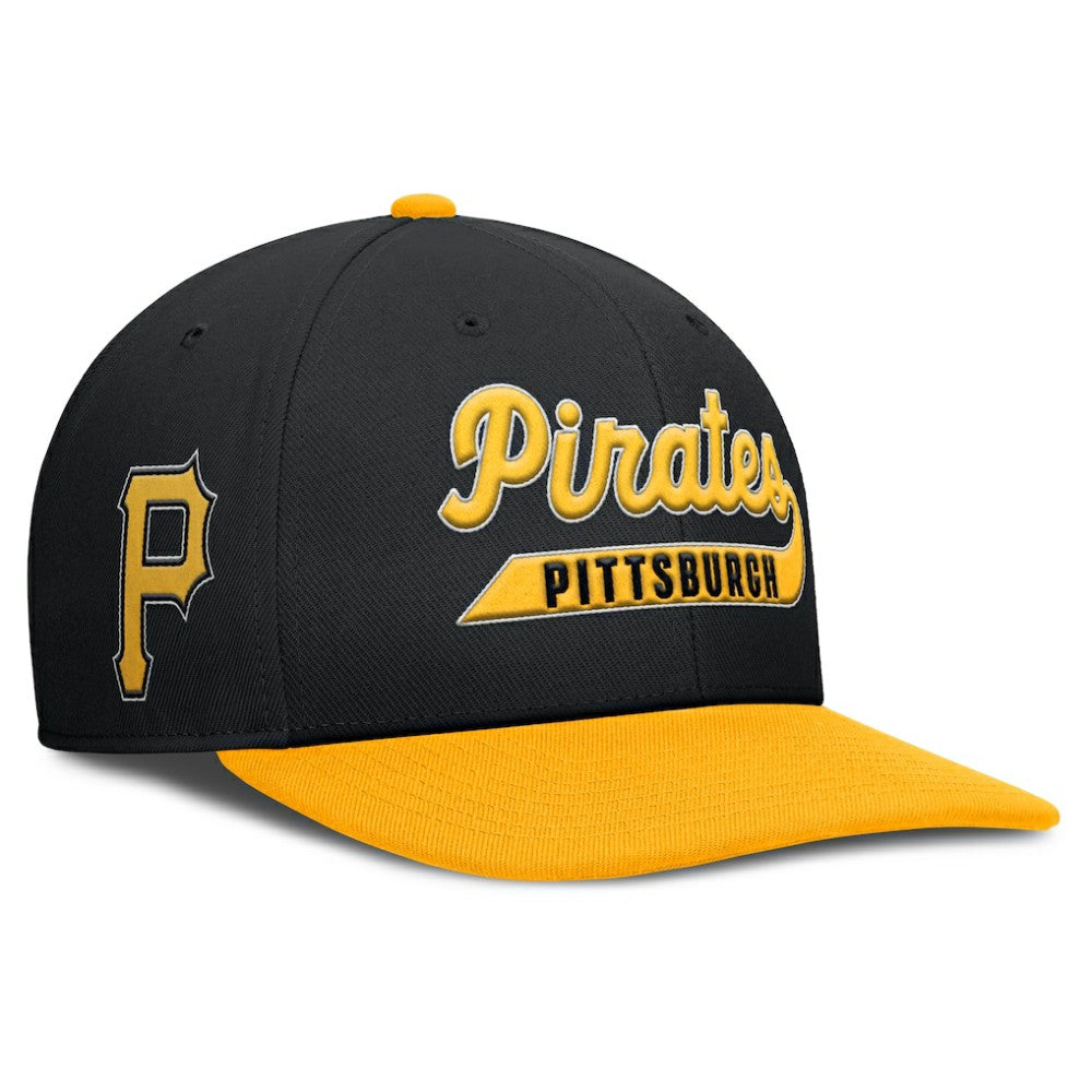 Pittsburgh Pirates Pro Performance Snapback Hat Black/Gold | Nike
