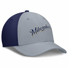 Milwaukee Brewers Rise Swoosh Performance Flex Hat Gray/Navy | Nike