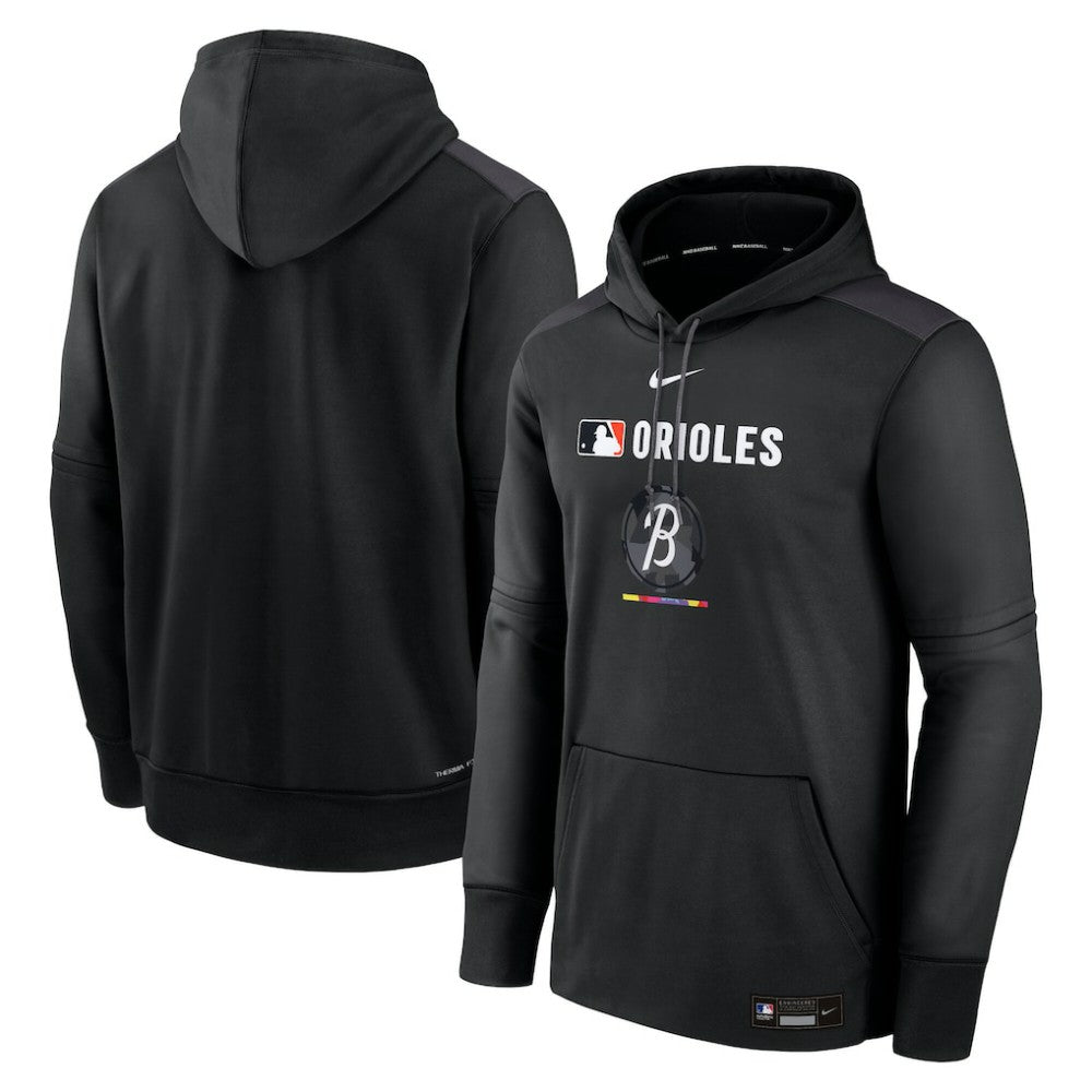 Baltimore Orioles Authentic Collection City Connect Therma Pullover Hoodie Black | Nike