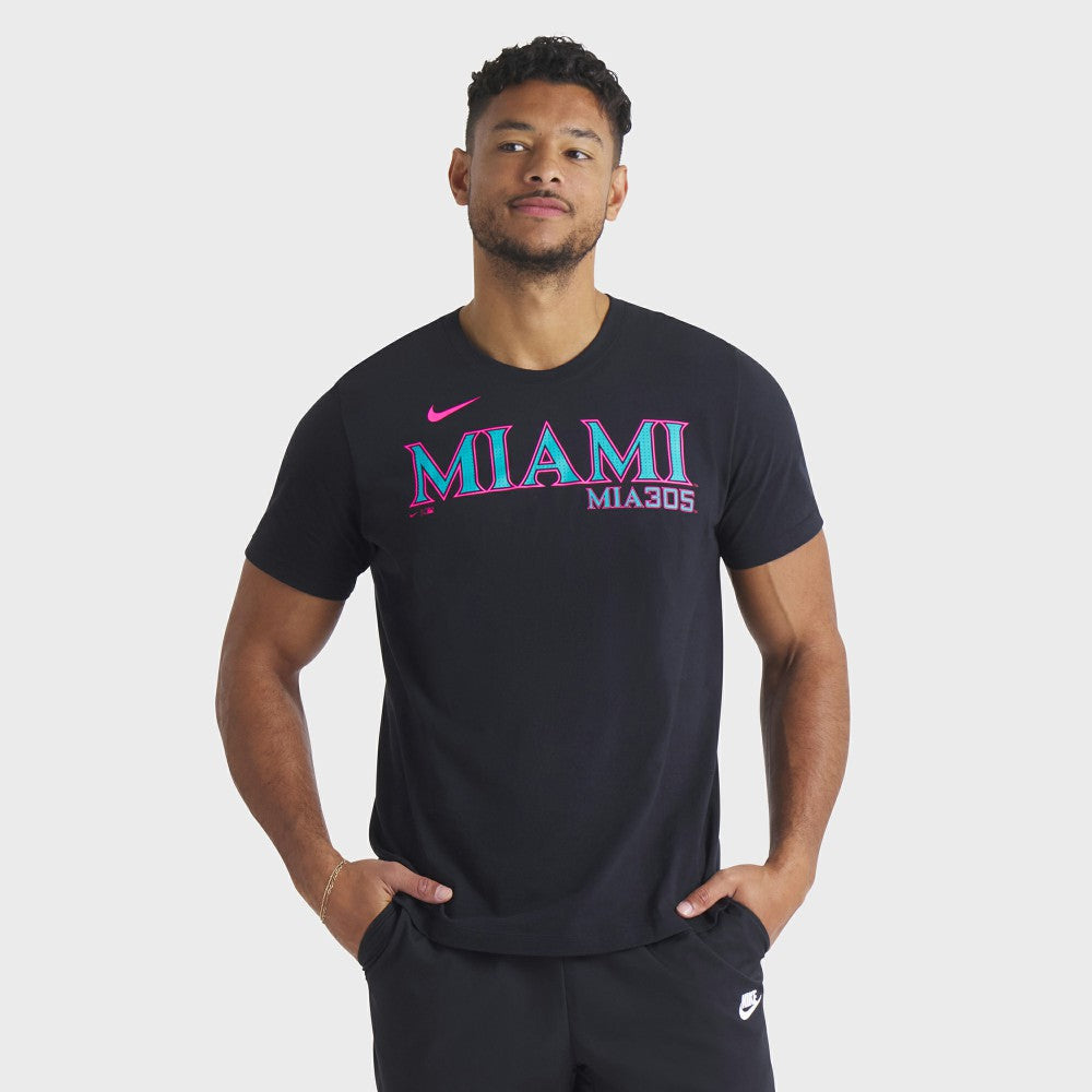 Miami Marlins City Connect Wordmark T-Shirt Black | Nike