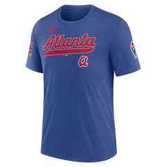 Atlanta Braves Cooperstown Collection Eras Tri-Blend T-Shirt Heather Royal | Nike