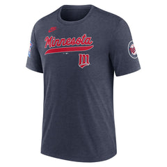 Minnesota Twins Cooperstown Collection Eras Tri-Blend T-Shirt Heather Navy | Nike