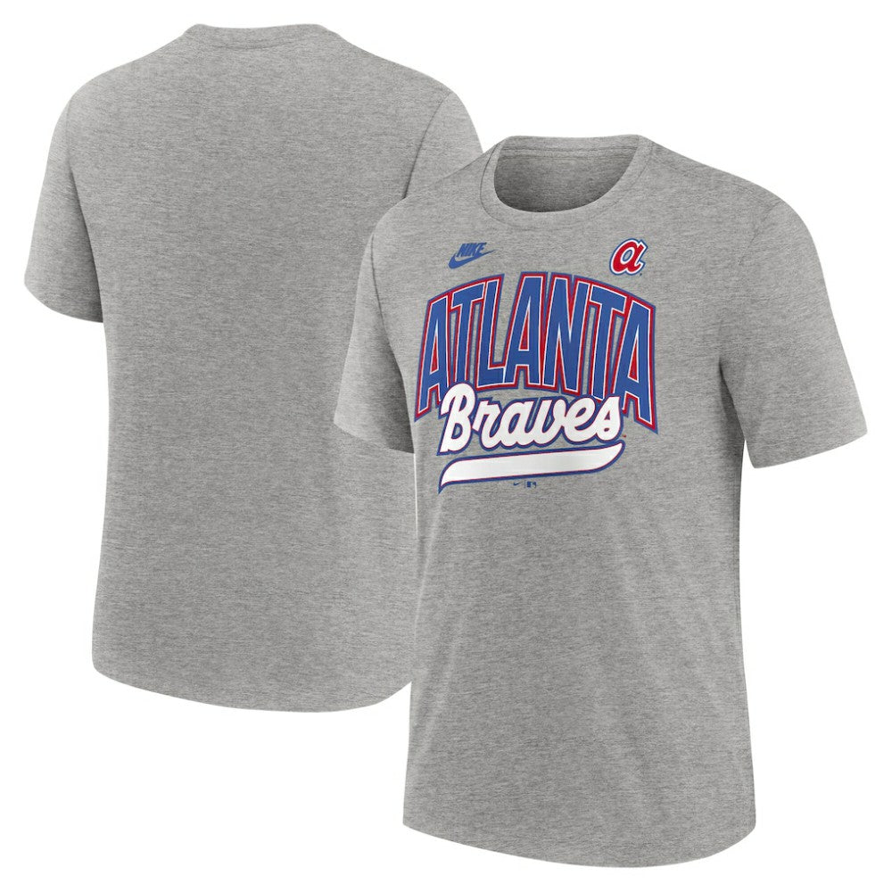 Atlanta Braves Cooperstown Collection Retro Tri-Blend T-Shirt Heather Gray | Nike