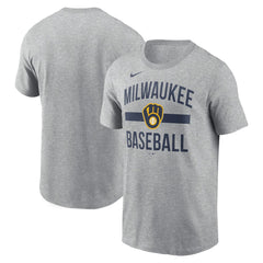 Milwaukee Brewers Arched T-Shirt Heather Gray | Nike