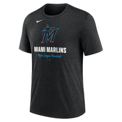 Miami Marlins Logo Tri-Blend T-Shirt Heather Black | Nike