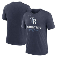 Tampa Bay Rays Logo Tri-Blend T-Shirt Heather Navy | Nike