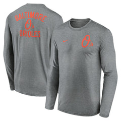 Baltimore Orioles 2-Hit Legend Dri-FIT Long Sleeve T-Shirt Heather Charcoal | Nike