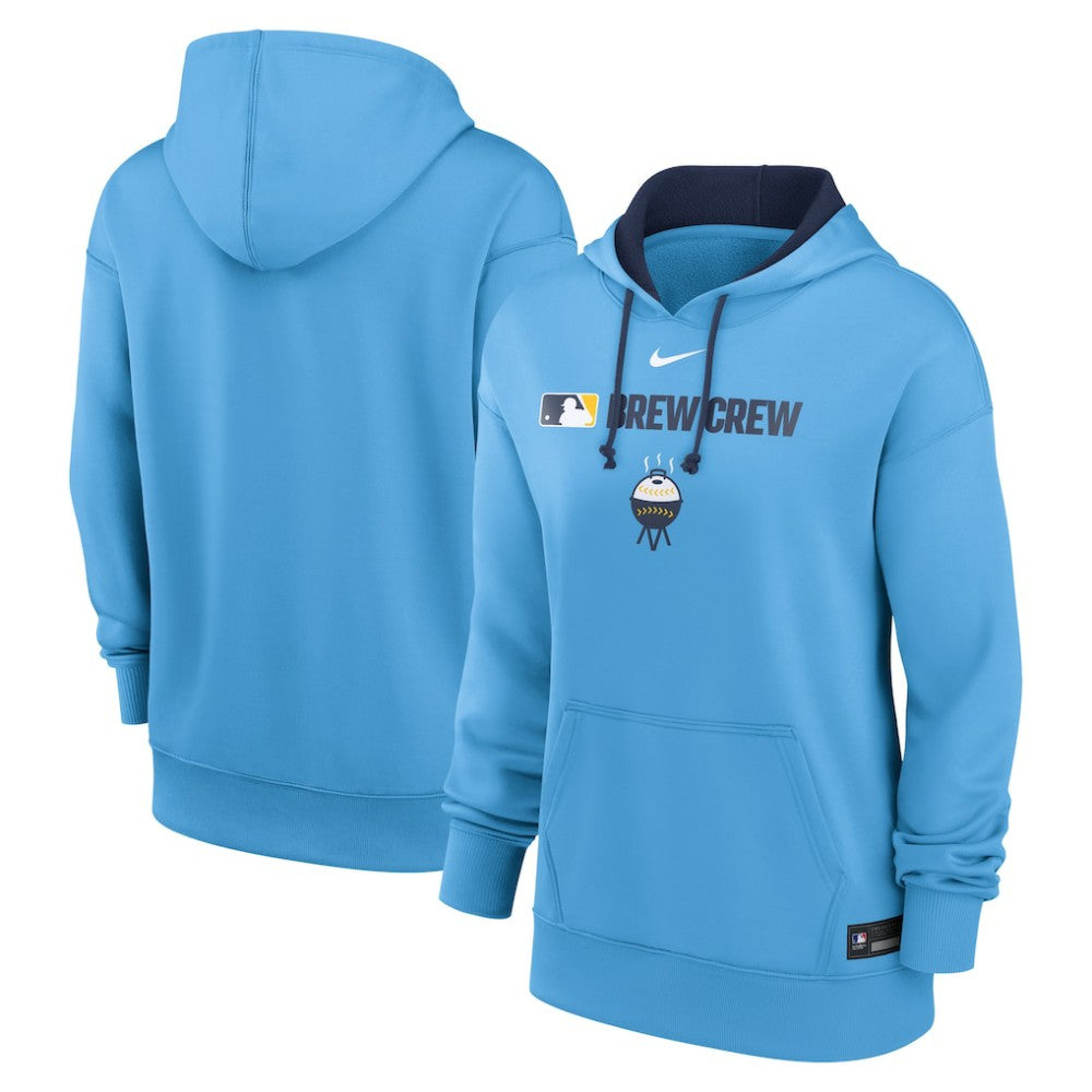Milwaukee Brewers Women's City Connect Authentic Collection Therma-FIT Hoodie Powder Blue | Nike