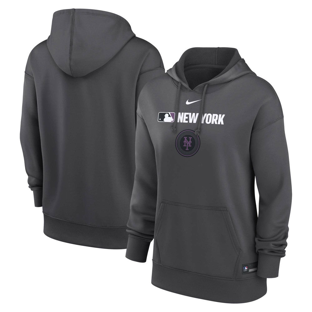 New York Mets Women's City Connect Authentic Collection Therma-FIT Hoodie Anthracite | Nike