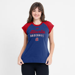 Atlanta Braves Women's Cooperstown Collection Raglan Dri-FIT T-Shirt Navy/Red | Nike