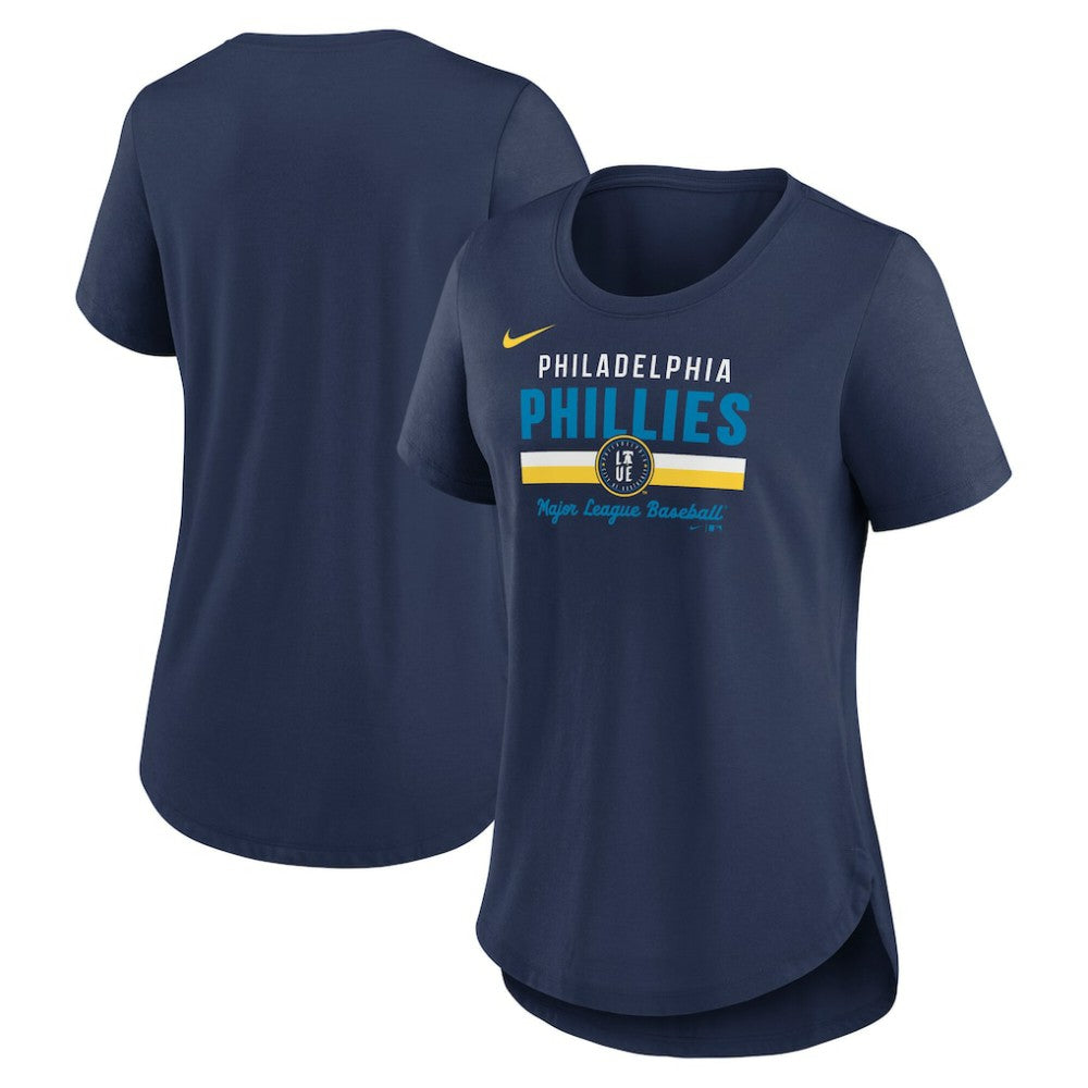 Philadelphia Phillies Women's City Connect Lockup Tri-Blend T-Shirt Navy | Nike
