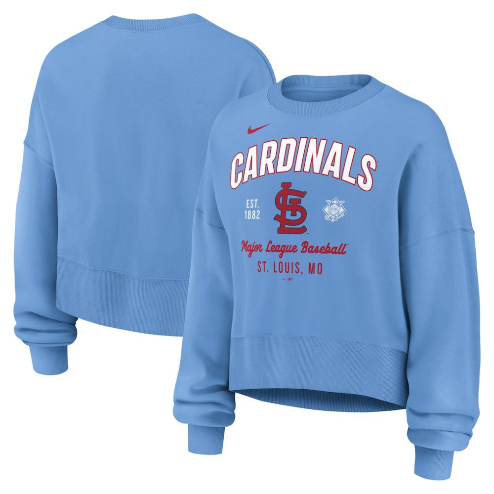 St. Louis Cardinals Women's Oversized High Hip Pullover Sweatshirt Light Blue | Nike