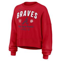 Atlanta Braves Women's Oversized High Hip Pullover Sweatshirt Red | Nike