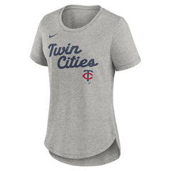 Minnesota Twins Women's Script Tri-Blend T-Shirt Heather Gray | Nike